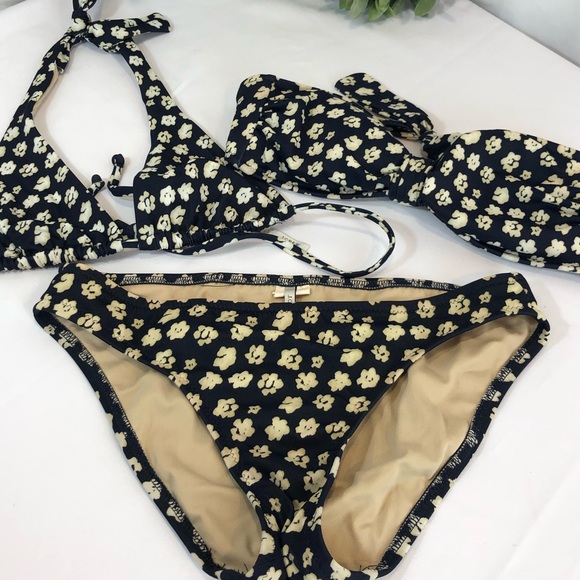 J. Crew 3-Piece Flowered Bikini Swimsuit XXS, XS - Picture 1 of 13